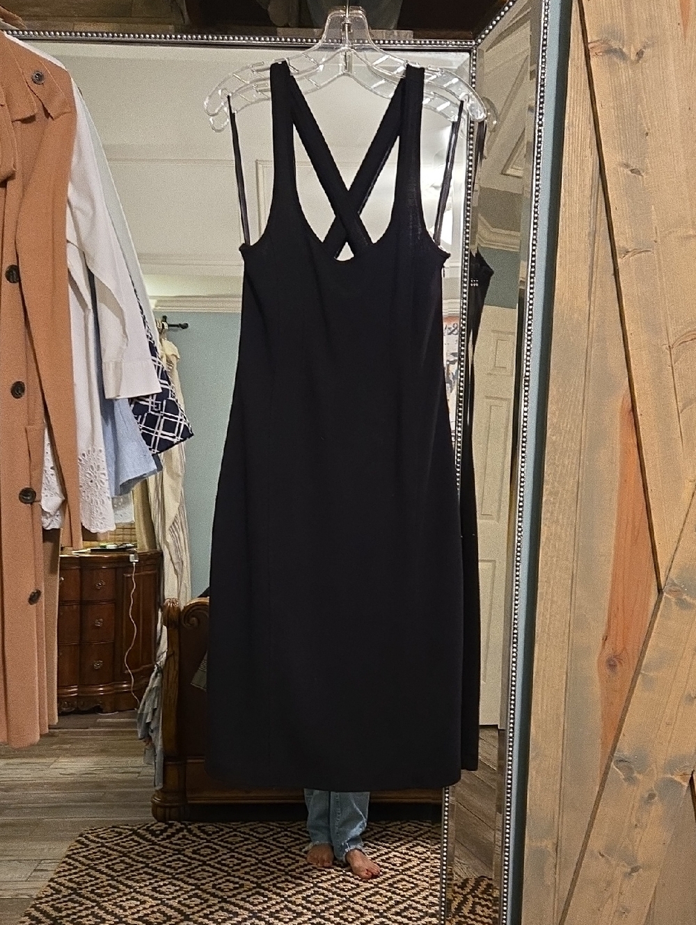 Banana Republic Black Cross-Back Midi Dress